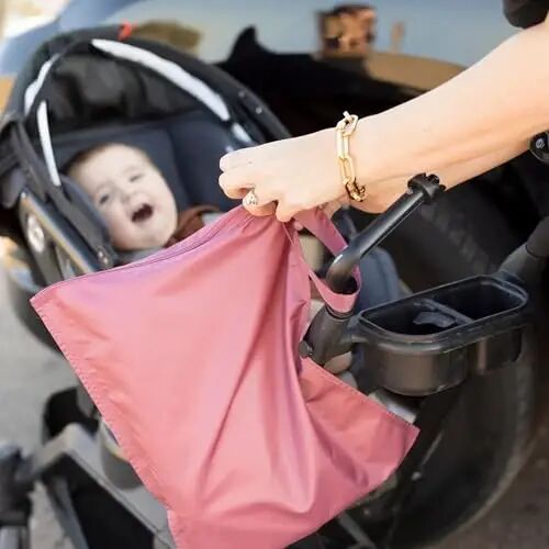 Tiny Twinkle Mess Proof Wet Bags | 2-Pack Reusable Waterproof Wet Bags for Swimsuits | Baby Clothes | Travel & Diaper Bag (Rose, Burgundy) - 5