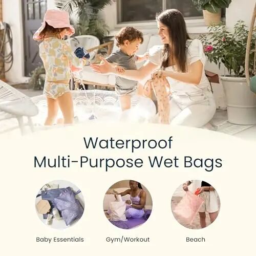 Tiny Twinkle Mess Proof Wet Bags | 2-Pack Reusable Waterproof Wet Bags for Swimsuits | Baby Clothes | Travel & Diaper Bag (Unisex Checkers) - 2