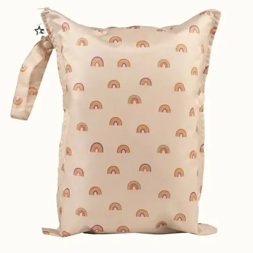 Tiny Twinkle Sızdırmaz Islak Çantalar | Mayolar için 1'li Paket Yeniden Kullanılabilir Su Geçirmez Islak Çanta | Bebek Kıyafetleri | Seyahat ve Bebek Bezi Çantası (Boho Gökkuşağı) - 1
