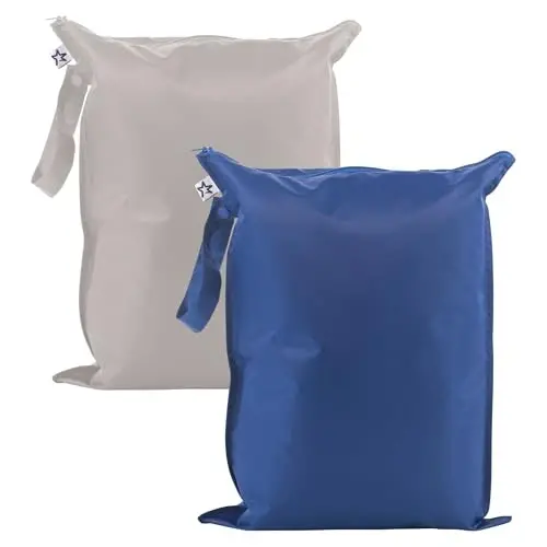 Tiny Twinkle Wet Dry Bag – 2 Pack Qayta ishlatiladigan suv oʻtkazmaydigan va ifloslikka chidamli hoʻl sumkalar, suzish kiyimlari va sayohat, chaqaloq sochiqlari va plyaj buyumlari uchun, taglik sumkasi uchun zarur narsa (qora, yashil katak). 