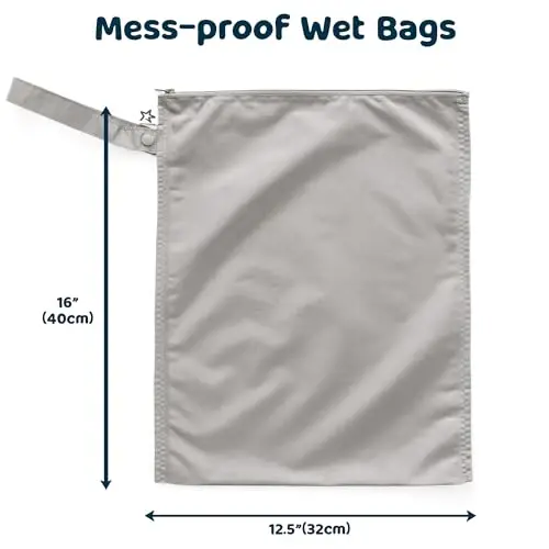 Tiny Twinkle Wet Dry Bag – 2 Pack Reusable Waterproof & Mess Proof Wet Bags for Swimsuits & Travel, Baby Towels & Beach Essentials, a Diaper Bag Must-Have (Black, Green Checkers) - TINY (1)
