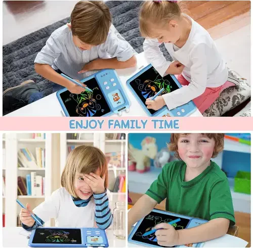 TiokMc Educational Learning Toys for 3 4 5 6 Year Old, Toddler Doodle Board, LCD Writing Tablet with 112 Learning Flash Cards and 224 Words for Boys and Girls Birthday Gifts, Blue - 4