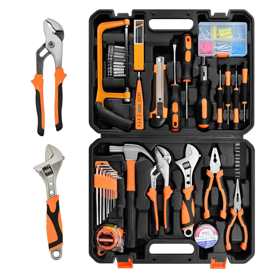 TiokMc Tool Kit 148 Piece, General Household Basic Hand Tool Set with Storage Case Ideal for Home Repairing, Maintenance and DIY Projects - 1