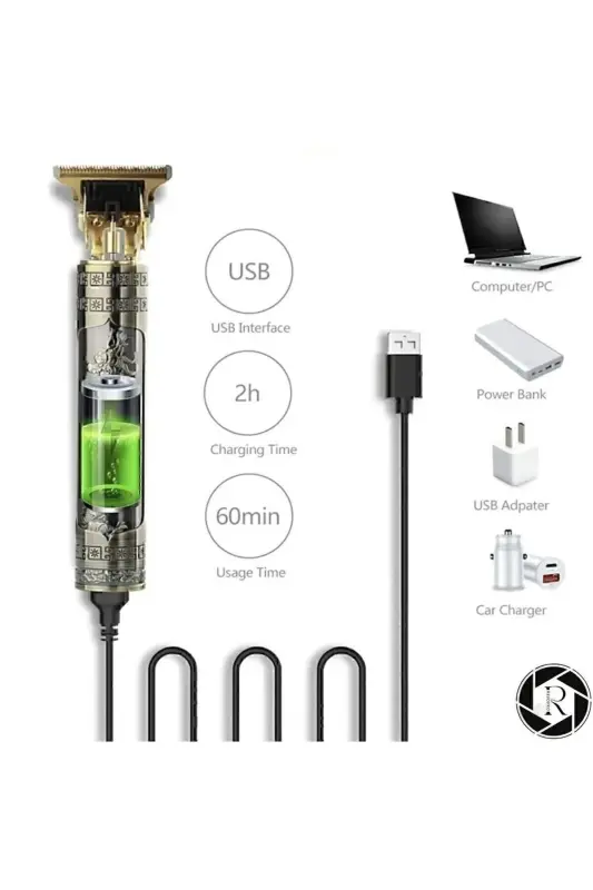 Tıraş Makinesi Usb Şarjlı Saç Sakal Vücut Kıl Tüy Alma Kadın Erkek Epilasyon Berber & Kişisel - sarı - 2
