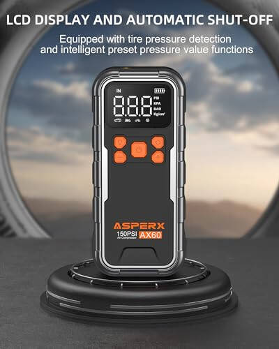 Tire Inflator Portable Air Compressor, 150PSI Cordless Air Pump for Car Tires, 3X Faster Air inflator Tire Pump with Digital Pressure Gauge and Emergency LED Light for Motorcycle Bike Ball Car - 2