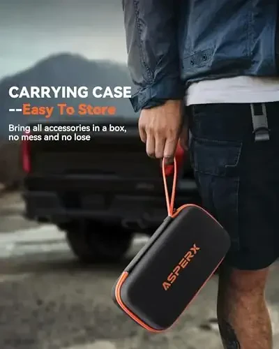 Tire Inflator Portable Air Compressor- 160PSI & 10000mAh Portable Air Pump with Carrying Case, LCD Display & LED Light, 3X Fast Inflation for Car, Bike, Motorcycle, Balls and more(Orange) - 6