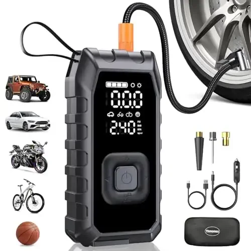Tire Inflator Portable Air Compressor, 2X Faster Inflation Cordless Air Compressor, 20000mAh & 180PSI & Dual Cylinder, Electric Air Pump for Heavy-duty Vehicles, Car, Motorcycle, Bike, Ball (P235-09) - 1