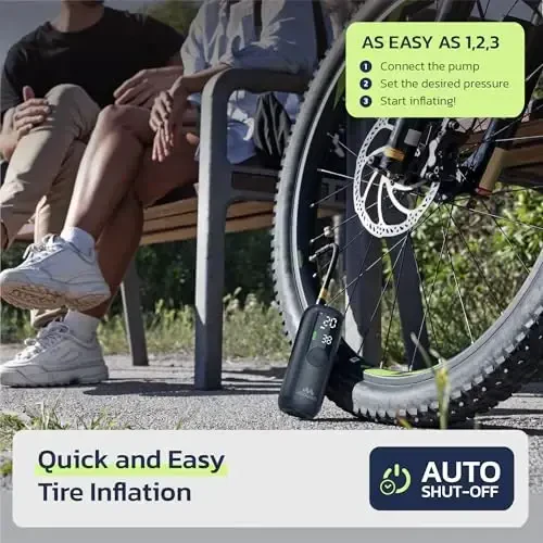 Tire Inflator Portable Air Compressor, Electric Bike Tire Pump with Gauge, Air Pump for Car Tires, 150PSI, Mobile Air Compressor for Car, Motorcycle, Electric Bike, by Woowind - 1