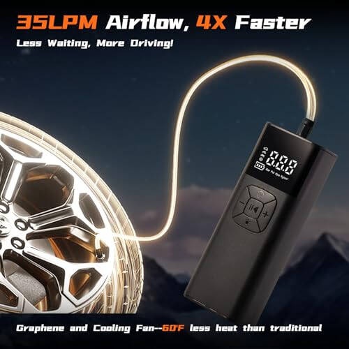 Tire Inflator Portable Air Compressor - Portable Air Pump for Car Tires 10000mAh 150PSI & 12V DC Cordless 4X Faster Inflation for Car, Motorcycle, Bike, Ball, with Tire Gauge Pressure, Dual-Use Type - 4