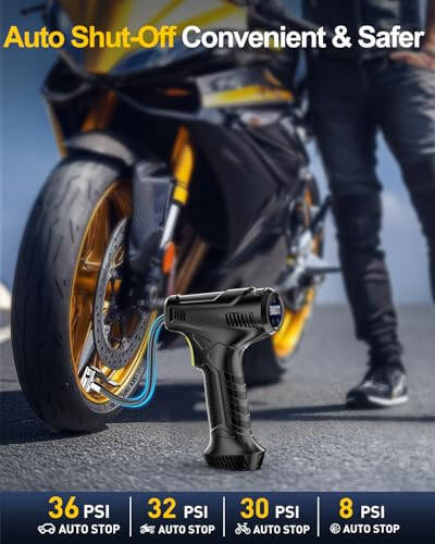 Tire Inflator Portable Air Compressor, Rechargeable Air Pump for Car Tires, Automotive Car Accessories 150PSI with LED Light for Cars, SUV, Motorcycles, Bicycle, Balls - 5