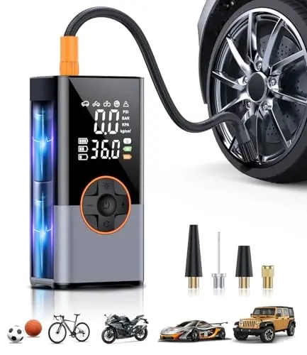 Tire Inflator Portativ Havo Kompressori, 150PSI & 2X Tezroq Havo Kompressori, Raqamli Bosim O'lchagich bilan, Avtomobil, Mototsikl, Velosiped va To'p uchun Portativ Havo Nasosi - 6