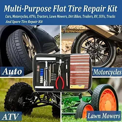 Tire Repair Kit, 68pcs Heavy Duty Tire Plug Kit, Universal Tire Repair Tools Flat Tire Puncture Repair for Car, Motorcycle, Truck, SUV, RV, ATV, Tractor, Trailer Fix Punctures and Plug Flats Patch Kit - 7