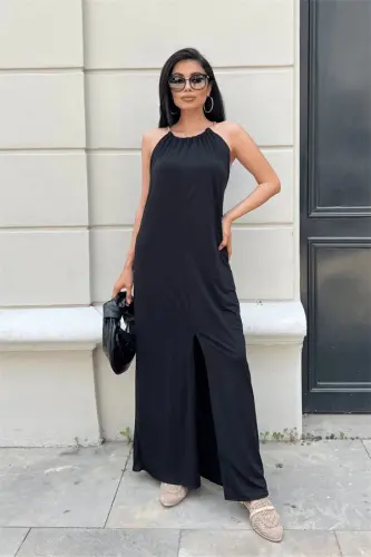 Tiril Jarse Fabric Chain Detailed Dress - BLACK - BÜYÜKBEDENIZ (1)
