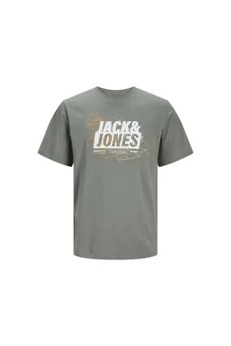 Tişört Erkek Baskılı Açık Yeşil Bisiklet Yaka T-Shirt - Yeşil - Jack & Jones (1)