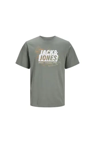 Tişört Erkek Baskılı Açık Yeşil Bisiklet Yaka T-Shirt - Yeşil - Jack & Jones (1)