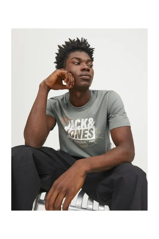 Tişört Erkek Baskılı Açık Yeşil Bisiklet Yaka T-Shirt - Yeşil - 5