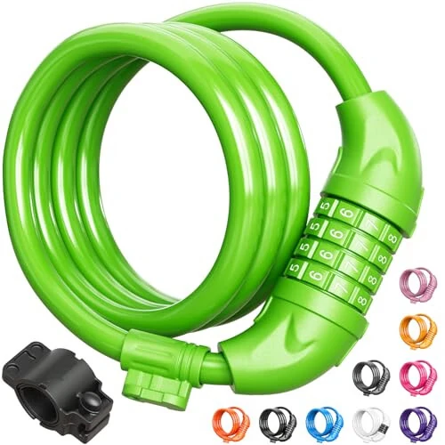 Titanker Bike Lock, Bicycle Lock 4 Feet Cable Lock 1/2 Inch Resettable Bike Lock Combination with Mounting Bracket, Bike Accessories for Bicycle, Electric Scooter, Motorcycle 