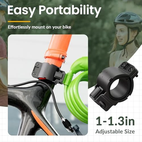 Titanker Bike Lock, Bicycle Lock 4 Feet Cable Lock 1/2 Inch Resettable Bike Lock Combination with Mounting Bracket, Bike Accessories for Bicycle, Electric Scooter, Motorcycle - 6