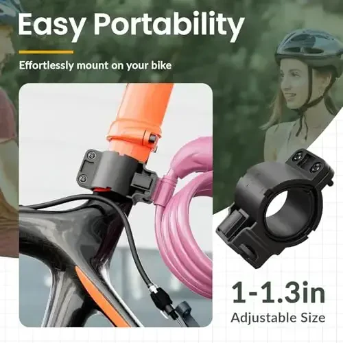 Titanker Bike Lock, Bicycle Lock 4 Feet Cable Lock 1/2 Inch Resettable Bike Lock Combination with Mounting Bracket, Bike Accessories for Bicycle, Electric Scooter, Motorcycle - 5