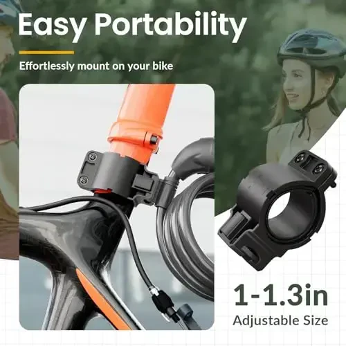 Titanker Bike Lock, Bicycle Lock 4 Feet Cable Lock 1/2 Inch Resettable Bike Lock Combination with Mounting Bracket, Bike Accessories for Bicycle, Electric Scooter, Motorcycle - 5