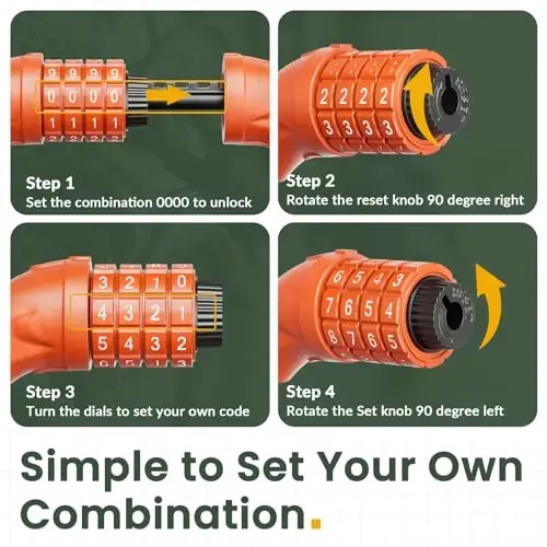 Titanker Bike Lock, Bicycle Lock 4 Feet Cable Lock 1/2 Inch Resettable Bike Lock Combination with Mounting Bracket, Bike Accessories for Bicycle, Electric Scooter, Motorcycle - 4