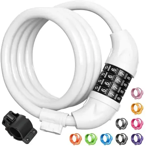 Titanker Bike Lock, Bicycle Lock 4 Feet Cable Lock 1/2 Inch Resettable Bike Lock Combination with Mounting Bracket, Bike Accessories for Bicycle, Electric Scooter, Motorcycle 