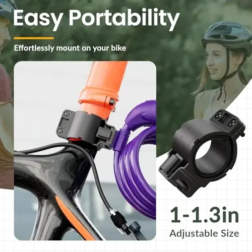 Titanker Bike Lock, Bicycle Lock 4 Feet Cable Lock 1/2 Inch Resettable Bike Lock Combination with Mounting Bracket, Bike Accessories for Bicycle, Electric Scooter, Motorcycle - 5