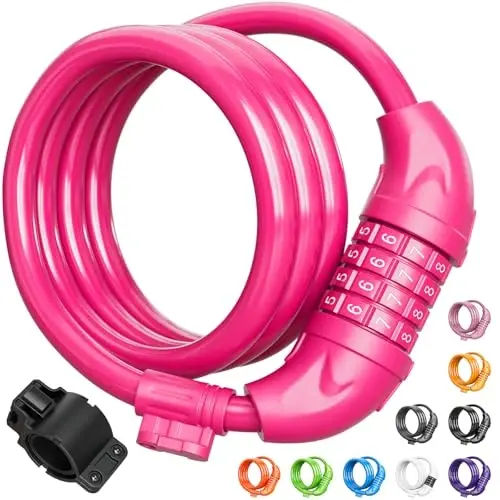 Titanker Bike Lock, Bicycle Lock 4 Feet Cable Lock 1/2 Inch Resettable Bike Lock Combination with Mounting Bracket, Bike Accessories for Bicycle, Electric Scooter, Motorcycle - TITANKER