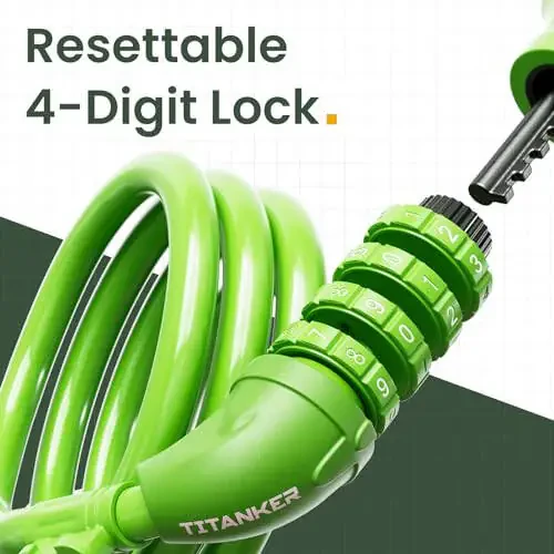 Titanker Velosiped Qulf, Velosiped Qulf 4 Fut Kabel Qulf 1/2 Dyuymlık Qayta O'rnatiladigan Velosiped Qulf Kombinatsiyasi O'rnatish Braketi bilan, Velosiped, Elektr Skuteri, Mototsikl Uchun Velosiped Aksessuarlari - 2