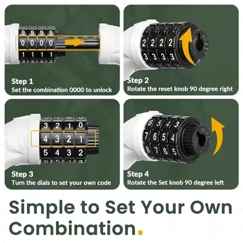 Titanker Velosiped Qulfi, Velosiped Qulfi 4 Futli Kabel Qulfi 1/2 Duym Qayta O'rnatiladigan Velosiped Qulfi O'rnatish Braketi bilan, Velosiped uchun Velosiped Aksessuarlari, Elektrik Scooter, Mototsikl - 4