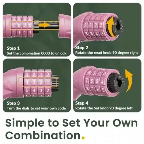 Titanker Velosiped Qulfi, Velosiped Qulfi 4 Futli Kabel Qulfi 1/2 Dyum Qayta O'rnatiladigan Velosiped Qulfi O'rnatish Braketi bilan, Velosiped uchun Velosiped Aksessuarlari, Elektr Scooter, Mototsikl - 4