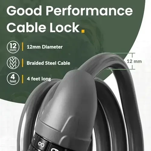 Titanker Velosiped Qulfi, Velosiped Qulfi 4 Futli Kabel Qulfi 1/2 Dyuymli Qayta O'rnatiladigan Velosiped Qulfi O'rnatish Braketi bilan, Velosiped uchun Velosiped Aksessuarlari, Elektr Scooter, Mototsikl - 3
