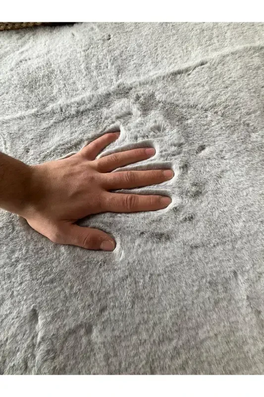 Ткань Кроличий Мех Пост Плюш Ультрамягкий Пост Пушистый Серо-Серый - 2