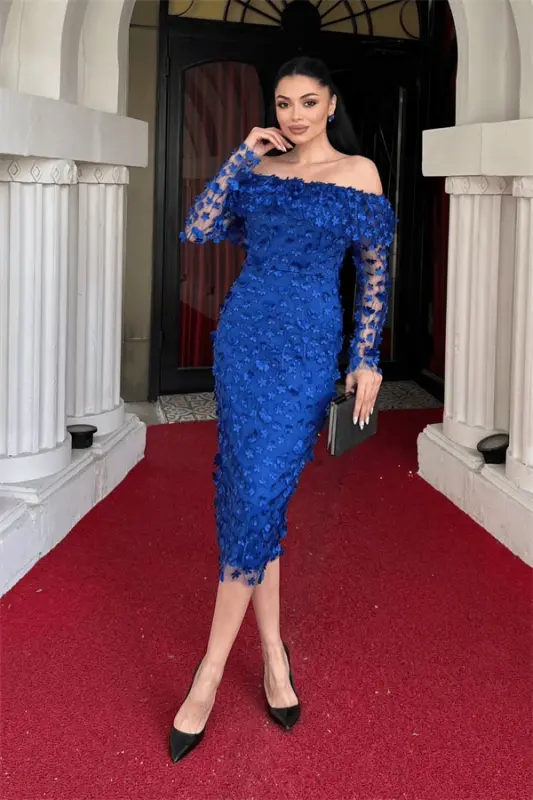 Ткань с трехмерными цветами, платье-карандаш с вырезом 