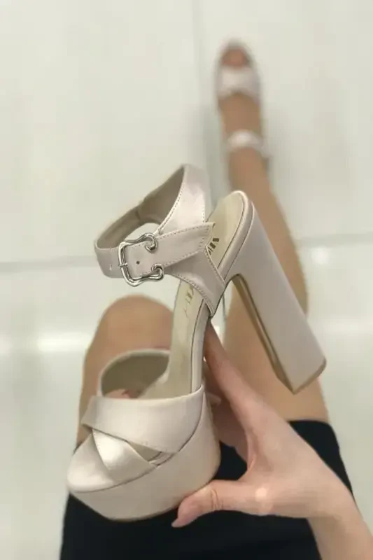 Ткань Ten Nud Satin, босоножки на платформе с толстым каблуком и ремешком на щиколотке-ТЕН САТИН - 3