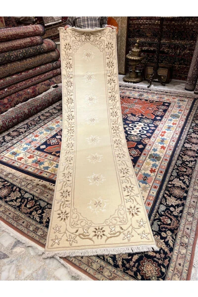 Тканый бархатный коврик из шелково-шерстяной смеси Размеры 300x80 - RD RAMAZAN DAĞ EL HALI SANATI (1)