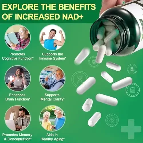 TKTALKER NAD qo'shimchasi 2000 Mg - 120 kapsula Haqiqiy NAD va Resveratrol, NMN muqobillar Liposomal NAD+ ayollar va erkaklar uchun, hujayra salomatligini, chidamlilikni va sog'lom qarishni qo'llab-quvvatlash - Ultra kuchli kapsulalar - 4