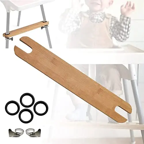 TLBB High Chair Footrest, Adjustable Height Natural Bamboo Baby Highchairs Pedal, Suitable for IKEA Antilop High Chair Footstool - 2