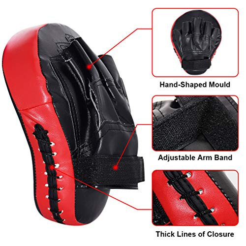 TLBTEK 2PCS Curved Punching Mitts Boxing Pads Hand Target Gloves Training Focus Pads for Kickboxing Muay Thai MMA Martial Art UFC for Kids, Men & Women - 4