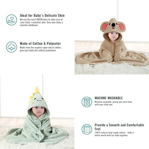TMIELYBS Hooded Baby Towels, 2 Packs Premium Soft Baby Bath Towels with Hood for Babies, Toddler, Infant - Ultra Absorbent, Baby Stuff Shower as Best Gifts for Boys and Girls (2Pack) - 21