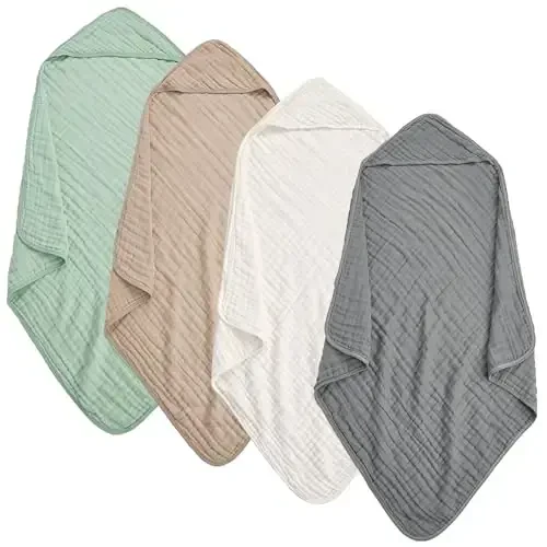 TMIELYBS Hooded Baby Towels, 2 Packs Premium Soft Baby Bath Towels with Hood for Babies, Toddler, Infant - Ultra Absorbent, Baby Stuff Shower as Best Gifts for Boys and Girls (2Pack) - 1