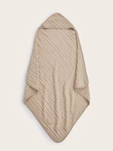 TMIELYBS Muslin Hooded Baby Towels 4Pack - 32x32 Inches, Premium 6-Layer 100% Cotton Extra Soft Absorbent Bath Towels for Infant, Newborn Gift Set (4 Pure Colors) - 4