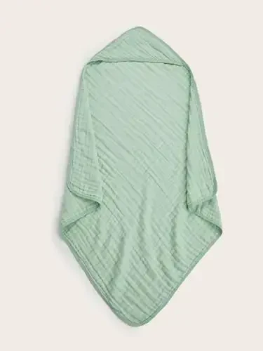 TMIELYBS Муслиновые полотенца с капюшоном для младенцев 4 шт. - 32x32 дюйма, Премиальные 6-слойные 100% хлопковые очень мягкие впитывающие банные полотенца для младенцев, подарочный набор для новорожденных (4 чистых цвета) - TMIELYBS (1)