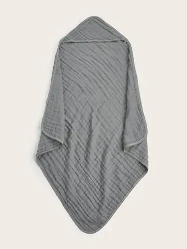 TMIELYBS Муслиновые полотенца с капюшоном для младенцев 4 шт. - 32x32 дюйма, Премиальные 6-слойные 100% хлопковые очень мягкие впитывающие банные полотенца для младенцев, подарочный набор для новорожденных (4 чистых цвета) - 5