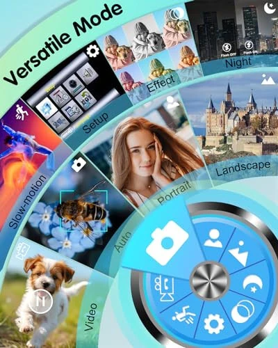 ToAuite 4K raqamli fotosurat kamerasi, 64MP avtomatik fokusli YouTube uchun vlogging kamerasi, selfie linzali, kompakt sayohat video kamerasi, fleshli, 16X zoom, anti-tebranish, 32GB karta, 2 batareya (qora) - 3