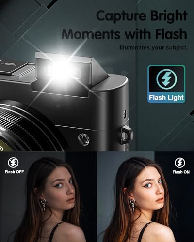 ToAuite 4K raqamli fotosurat kamerasi, 64MP avtomatik fokusli YouTube uchun vlogging kamerasi, selfie linzali, kompakt sayohat video kamerasi, fleshli, 16X zoom, anti-tebranish, 32GB karta, 2 batareya (qora) - 5