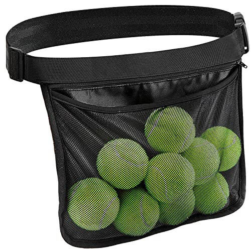 TOBWOLF Adjustable Tennis Ball Band Holder, Pickleball Waist Pouch, Mesh Hip Ball Bag Carrier, Fanny Pack Holding 8-10 Tennis or Pickleball for Cycling, Golf - 1