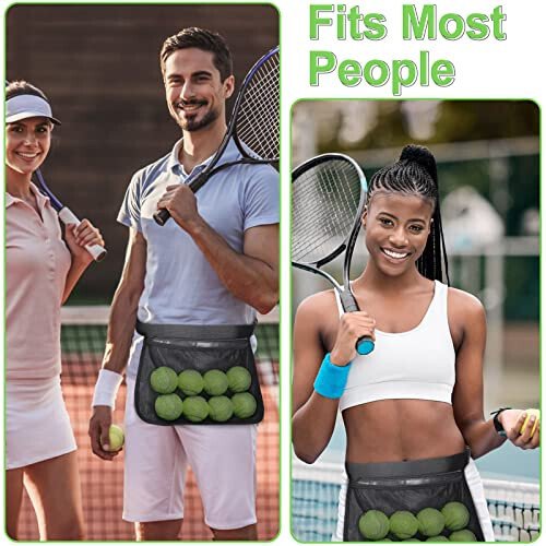 TOBWOLF Adjustable Tennis Ball Band Holder, Pickleball Waist Pouch, Mesh Hip Ball Bag Carrier, Fanny Pack Holding 8-10 Tennis or Pickleball for Cycling, Golf - 7
