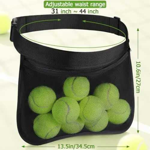 TOBWOLF Ayarlanabilir Tenis Topu Bant Tutucu, Pickleball Bel Çantası Tutucu, File Bel Kalça Top Çantası, Fanny Pack 8-10 Tenis veya Pickleball Tutucu, Tenis, Bisiklet, Golf için Bel Kalça Çantası - 1