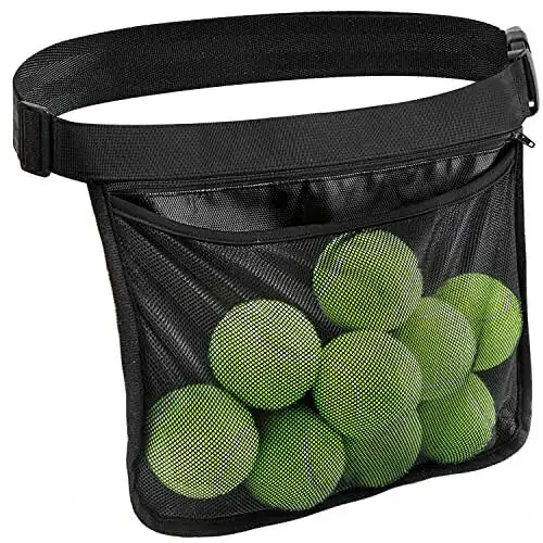 TOBWOLF Adjustable Tennis Ball Band Holder, Pickleball Waist Pouch, Mesh Hip Ball Bag Carrier, Fanny Pack Holding 8-10 Tennis or Pickleball for Cycling, Golf - 1